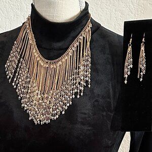 Sparkly Bib Crystal Necklace and Earrings